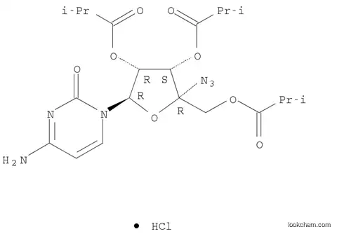Molecular Structure of 690270-65-6 (Cytidine, 4'-C-azido-, 2',3',5'-tris(2-methylpropanoate), hydrochloride (1:1))